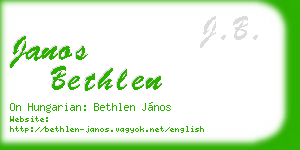 janos bethlen business card